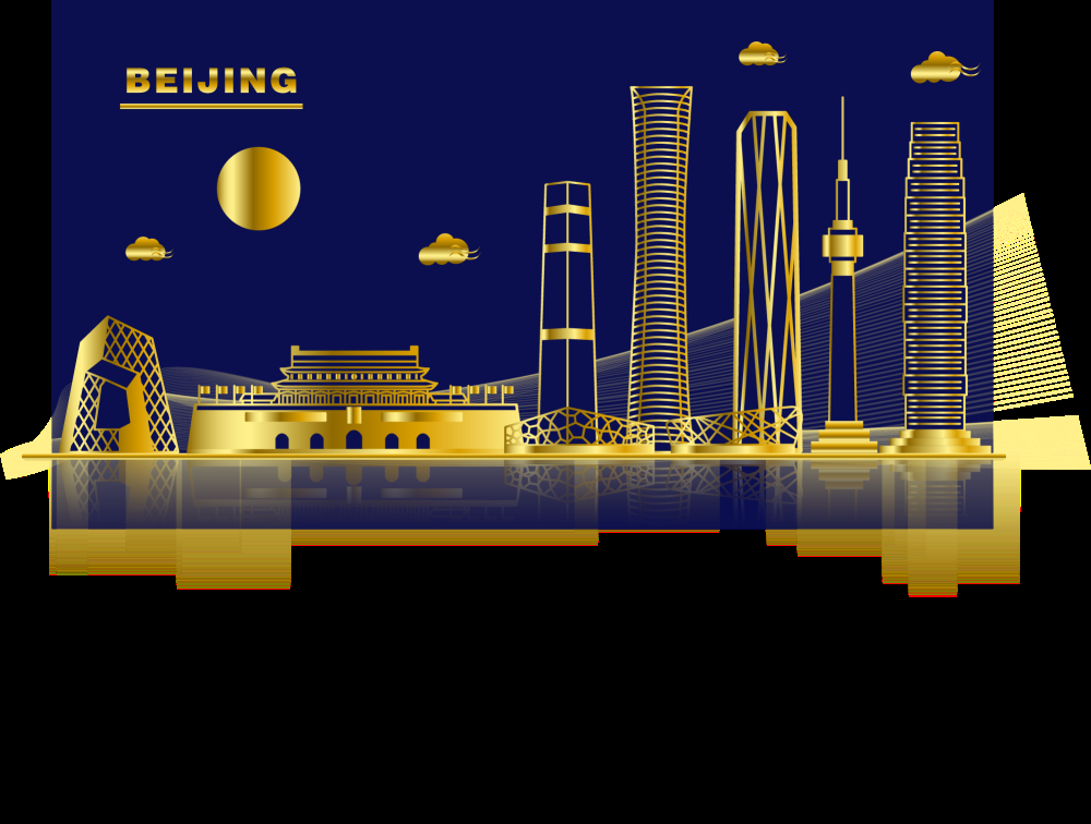 北京城市建筑剪影插画线稿平面海报素材3