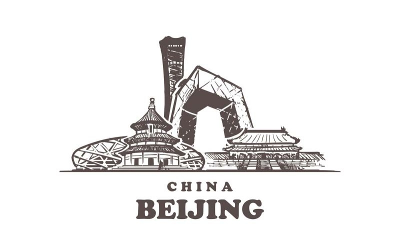 北京城市建筑剪影插画线稿平面海报素材