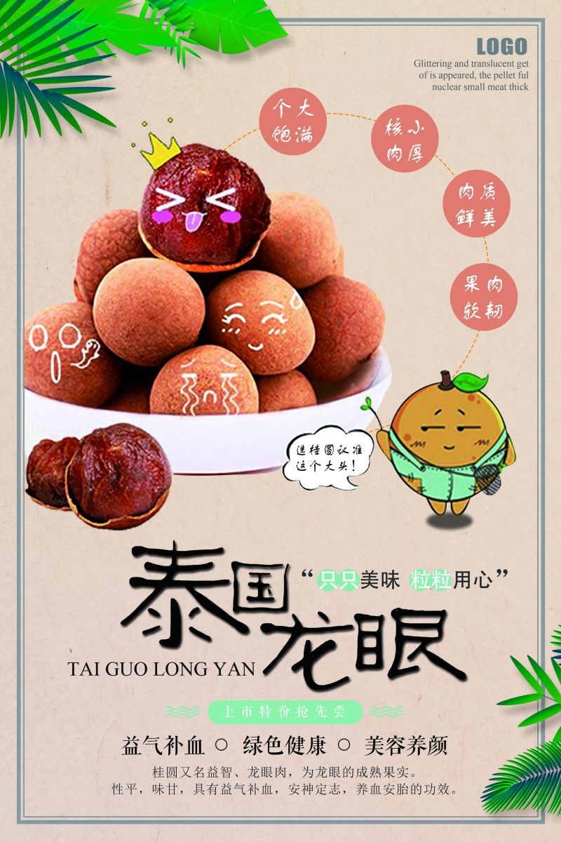 桂圆龙眼水果促销宣传单广告设计素材