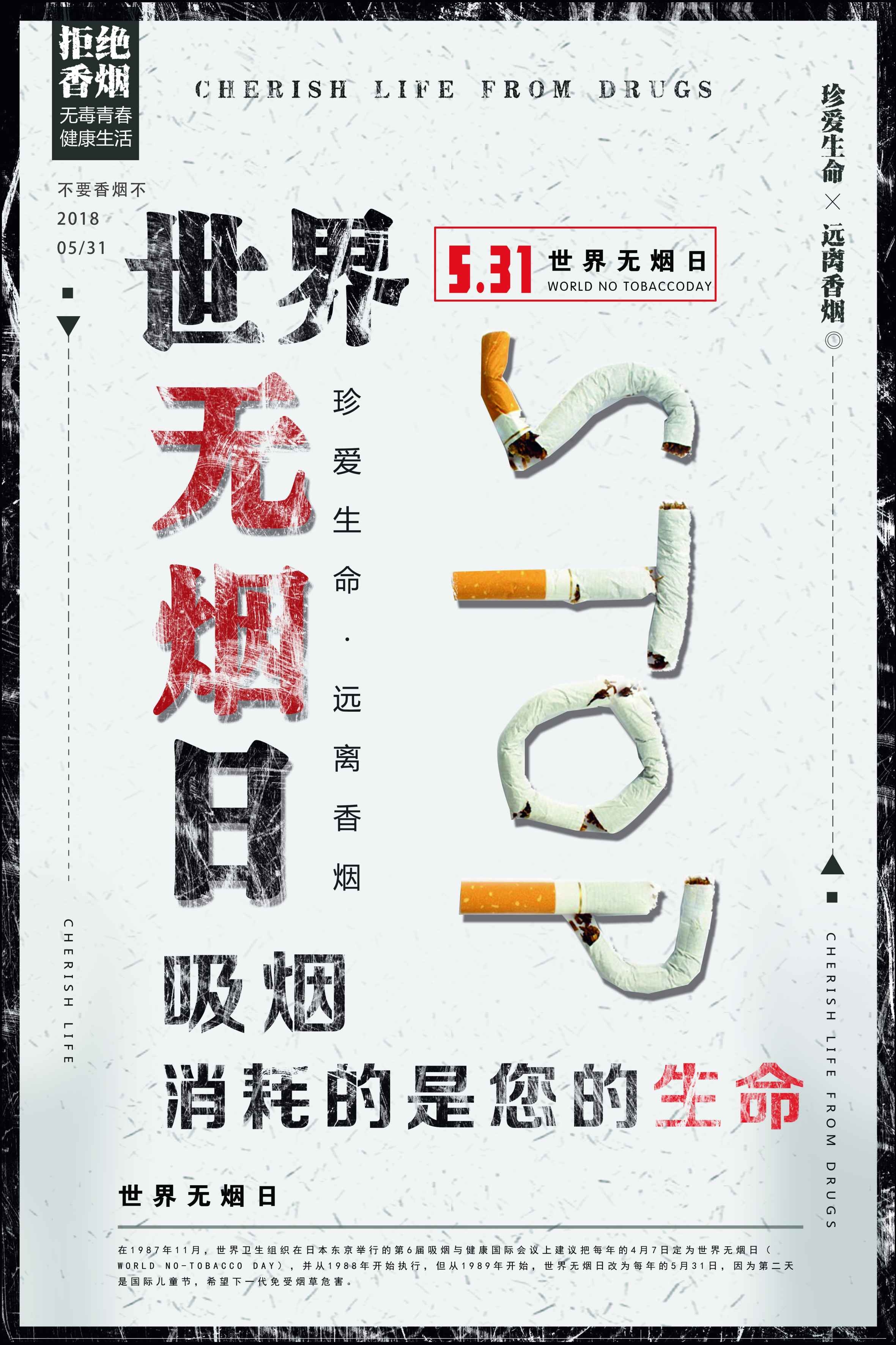 健康公益PSD海报模板世界无烟日禁止吸烟促销宣传单广告设计素19