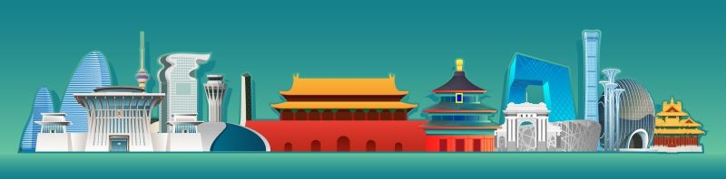 北京城市建筑剪影插画线稿平面海报素材