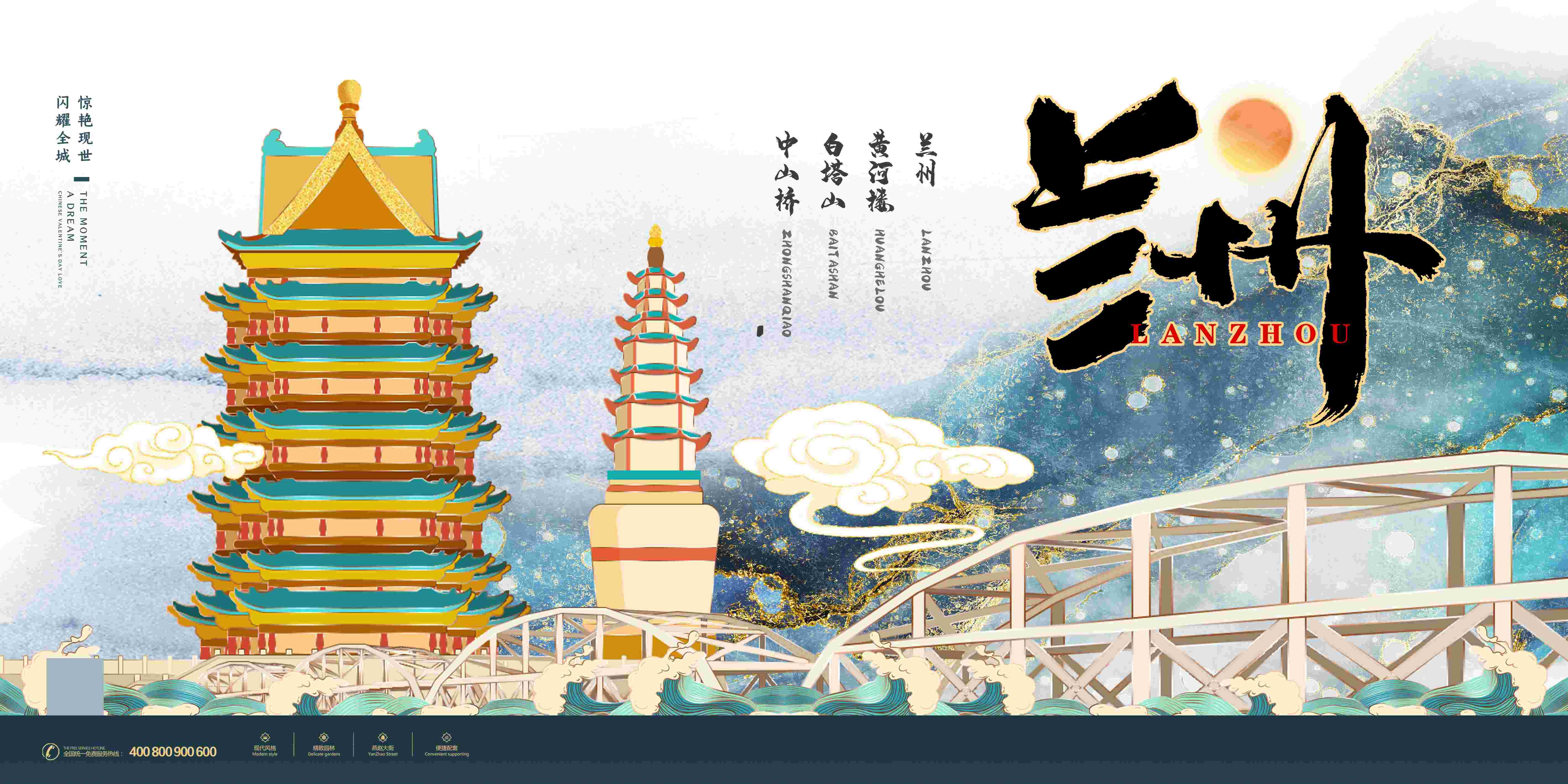 城市印象著名旅游景点地标建筑展板广告灯箱PSD平面设计29