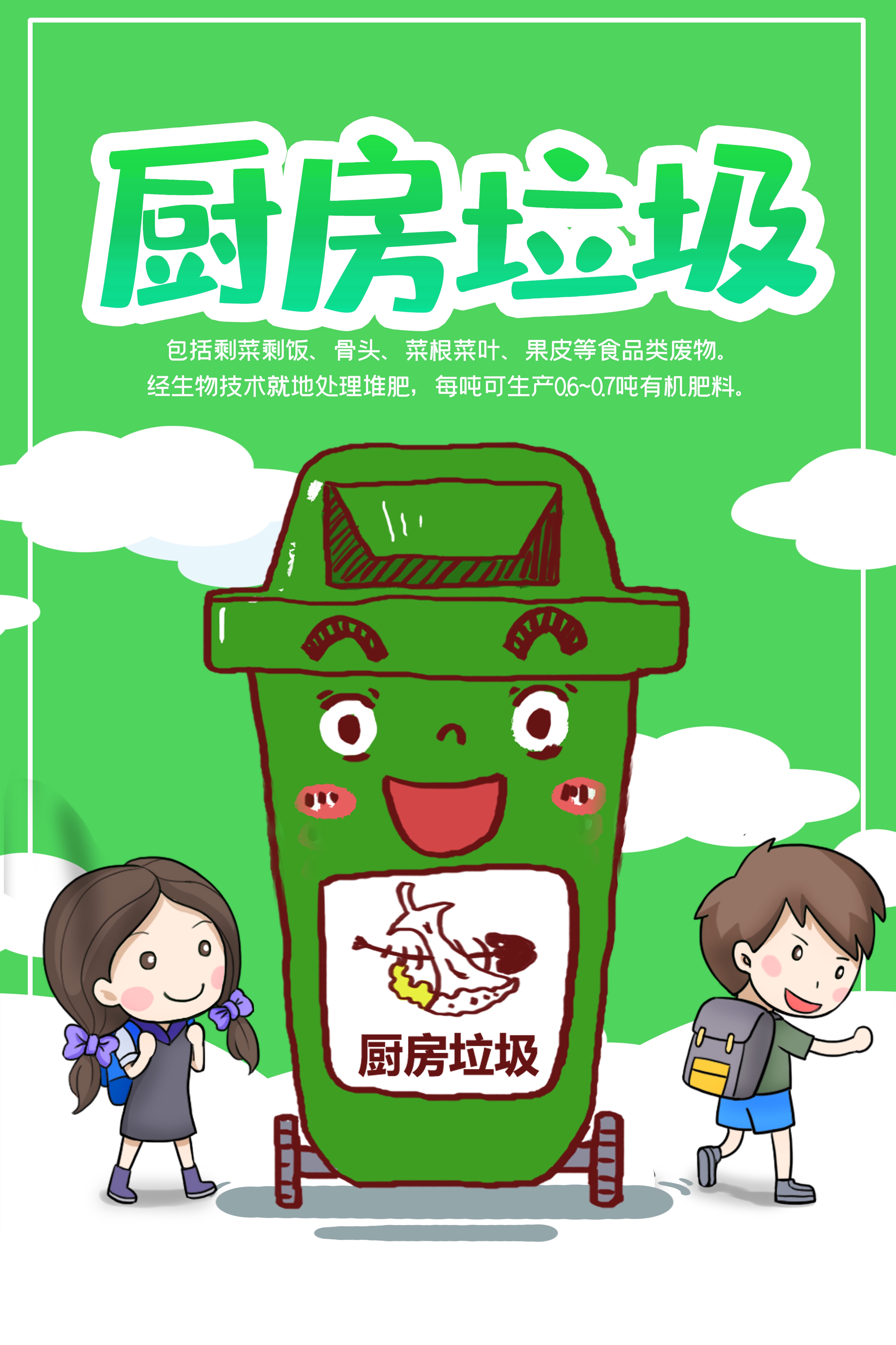 垃圾分类从我做起循环利用绿色环保垃圾不落地海报展板166