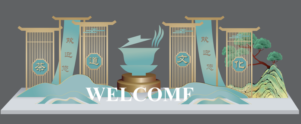 中式古风茶道文化美陈
