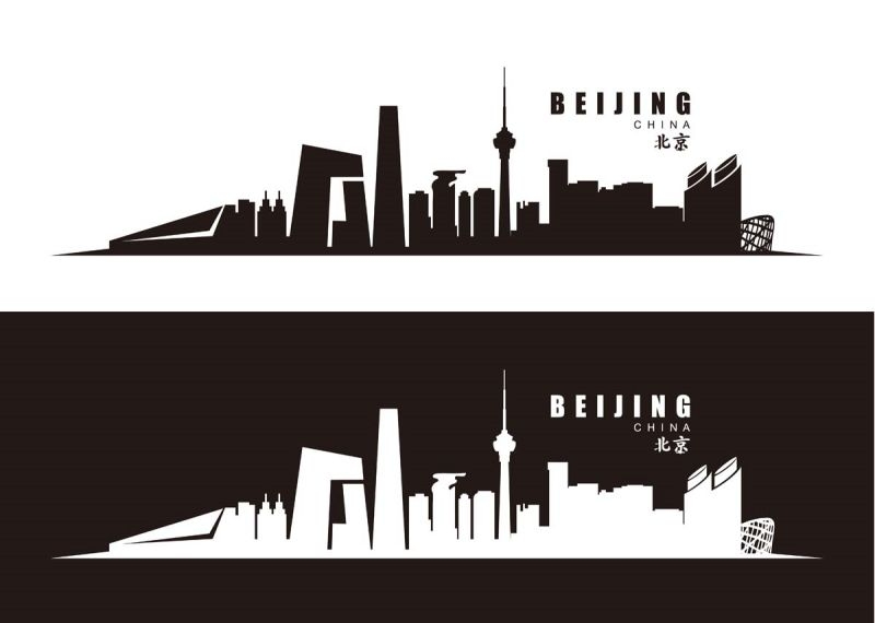 北京城市建筑剪影插画线稿平面海报素材 (5)