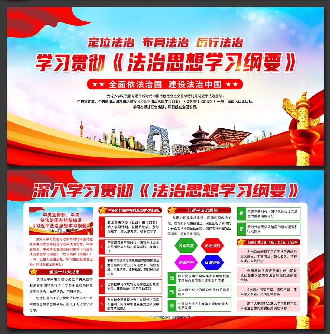 法治思想学习纲要展板海报挂画图片PSD素材1