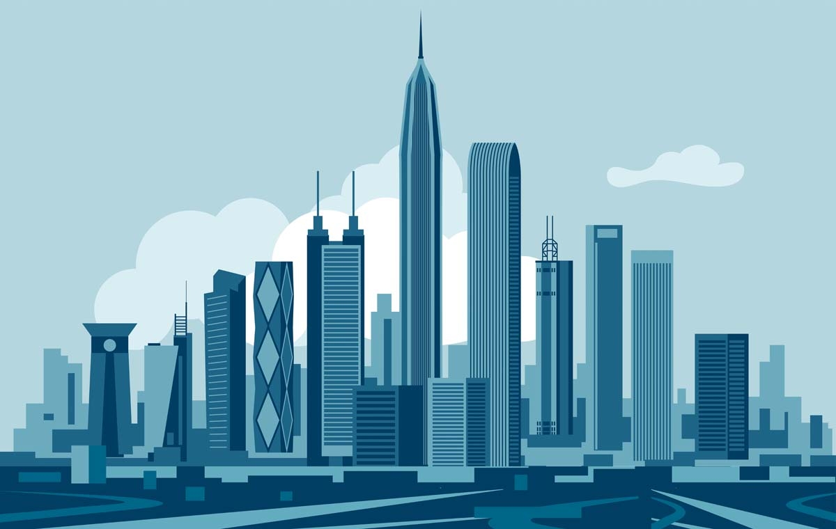 深圳城市建筑剪影插画线稿平面海报素材 (12)