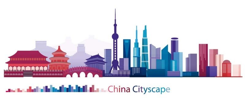 北京城市建筑剪影插画线稿平面海报素材