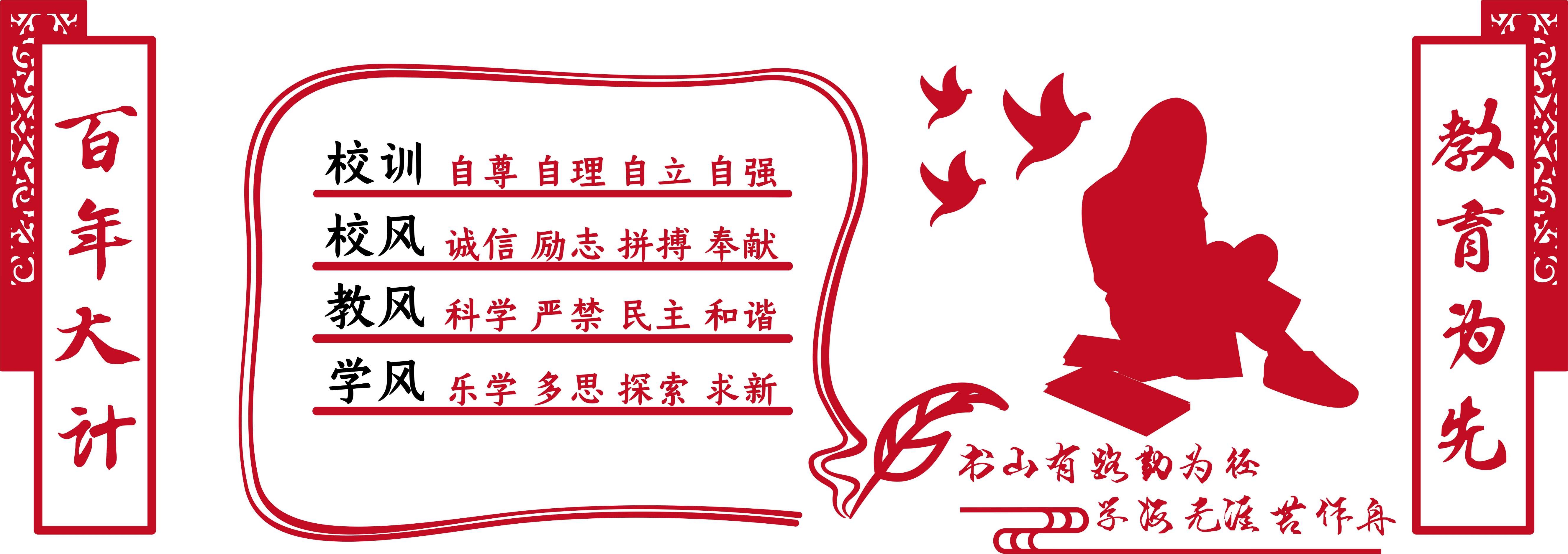 大气微粒体中华传统美德校风校训图书馆校园文化墙PSD素材5