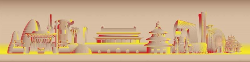 北京城市建筑剪影插画线稿平面海报素材