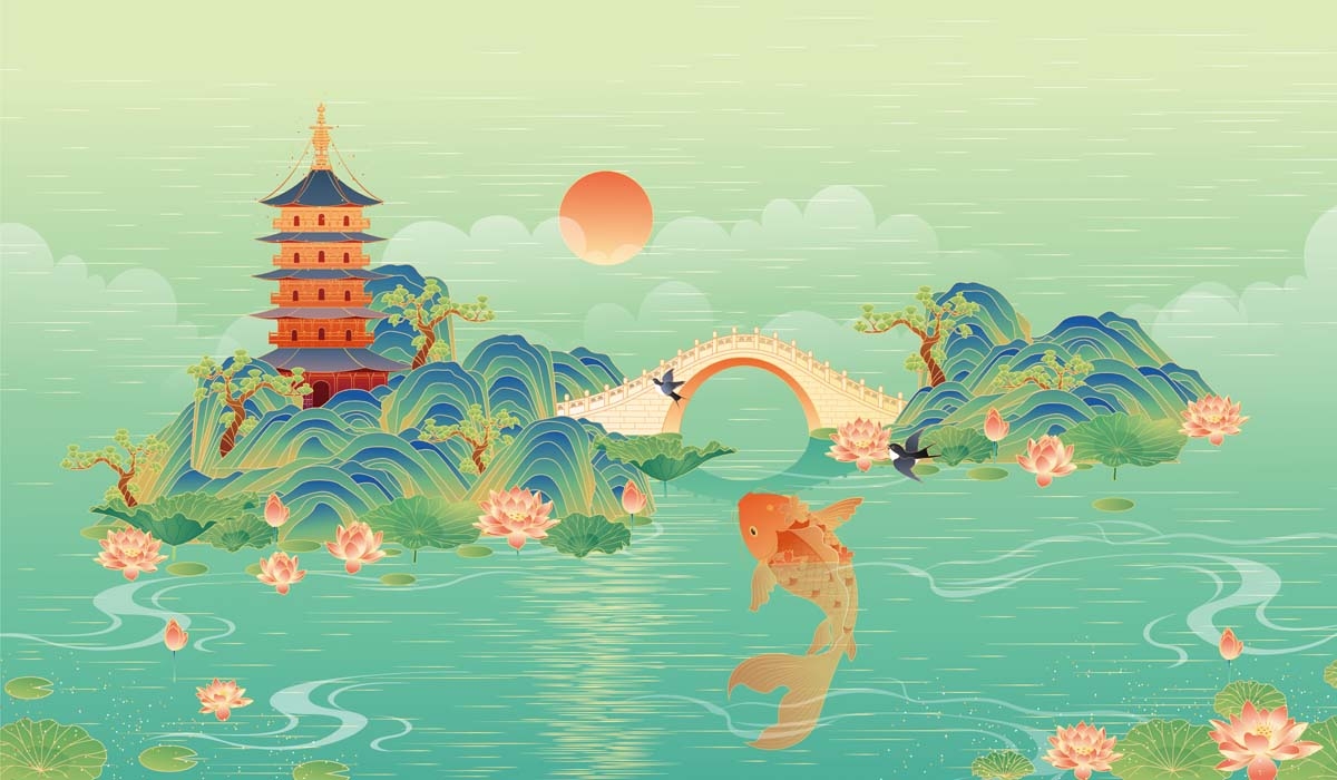 杭州城市建筑剪影插画海报素材 (36)