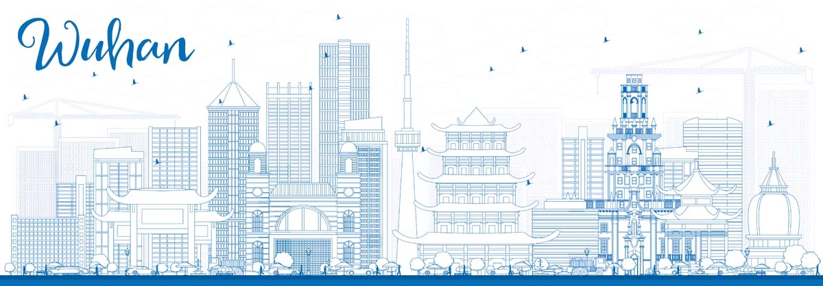 国潮武汉城市建筑线稿插画平面海报素材 (1)
