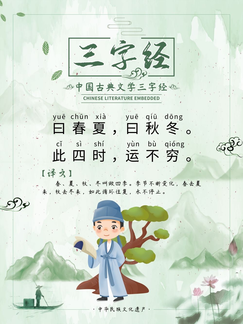 中国风古典传统美德中华文化三字经海报学校宣传展板素材 (15)