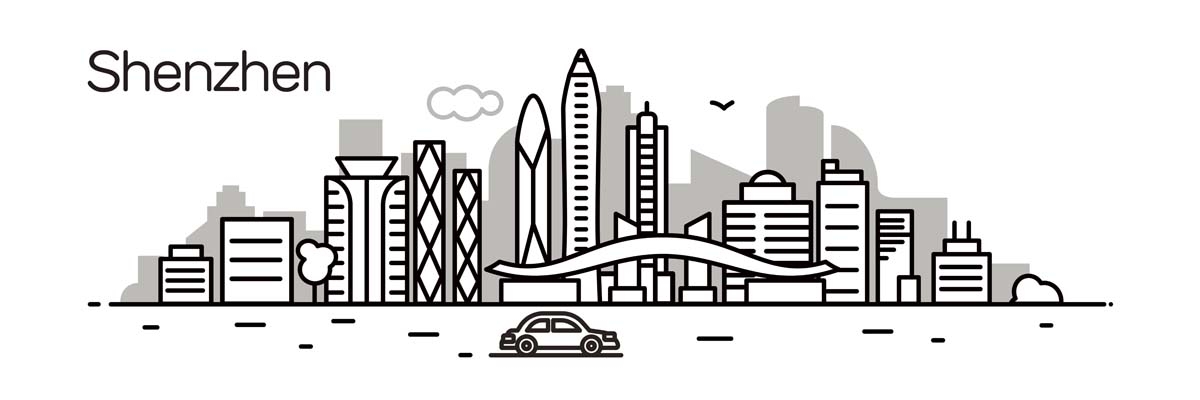 深圳城市建筑剪影插画线稿平面海报素材