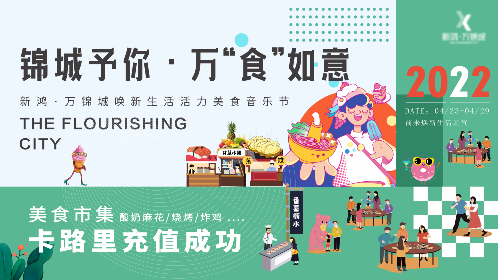 国潮美食节吃货节主视觉kv海报展板