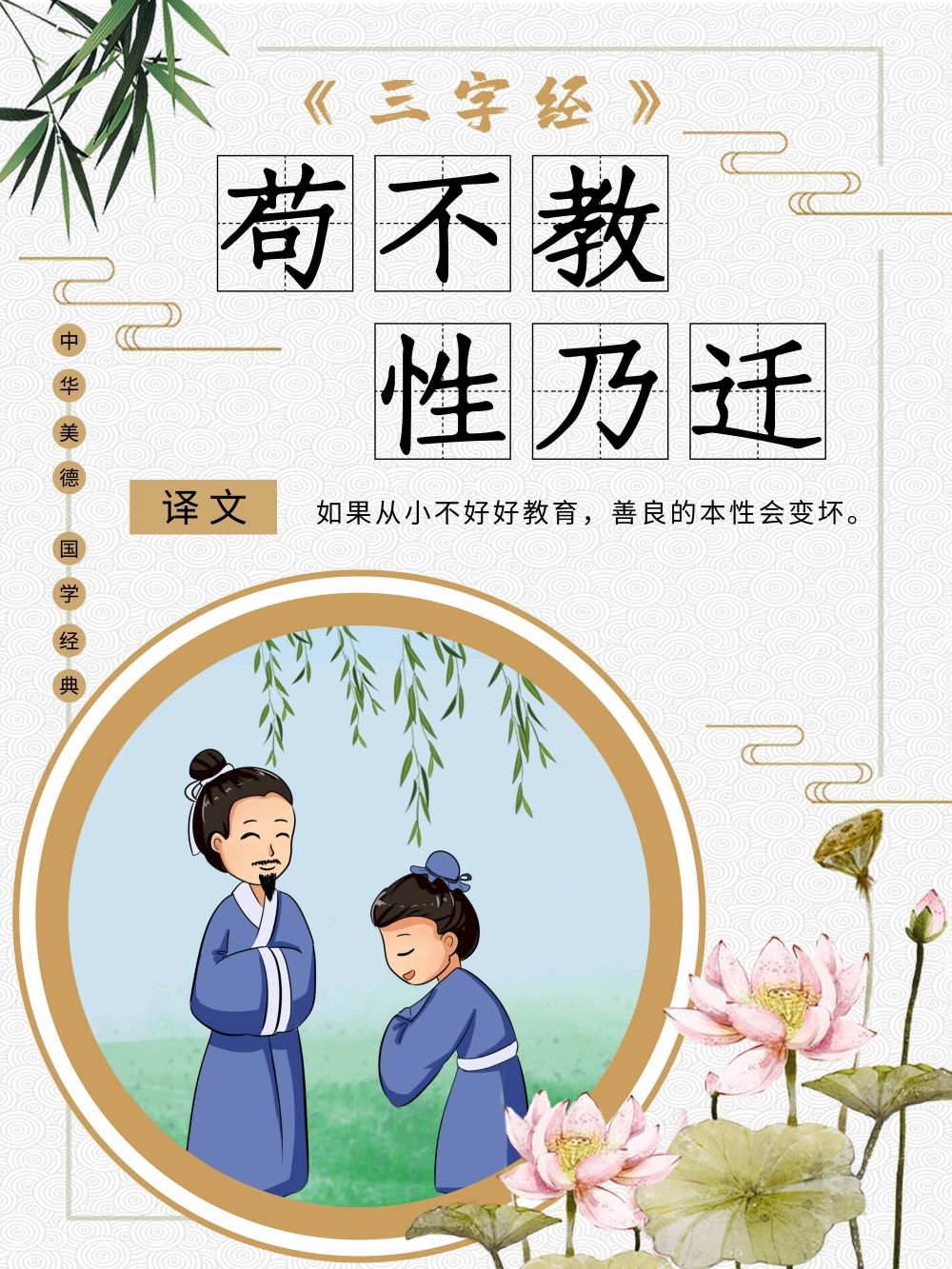 中国风古典传统美德中华文化三字经海报学校宣传展板素材 (3)
