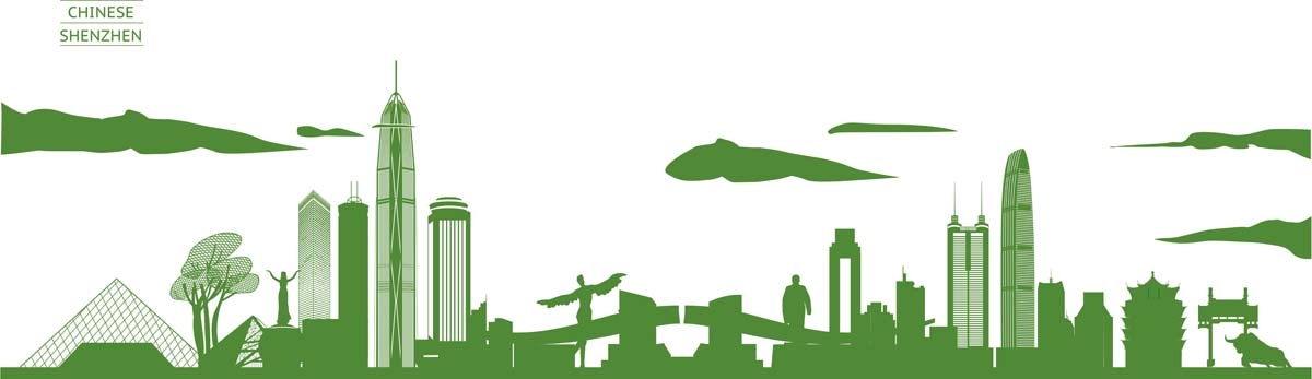 深圳城市建筑剪影插画线稿平面海报素材