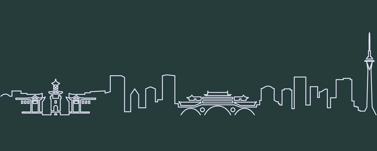 成都城市建筑剪影插画线稿平面海报素材