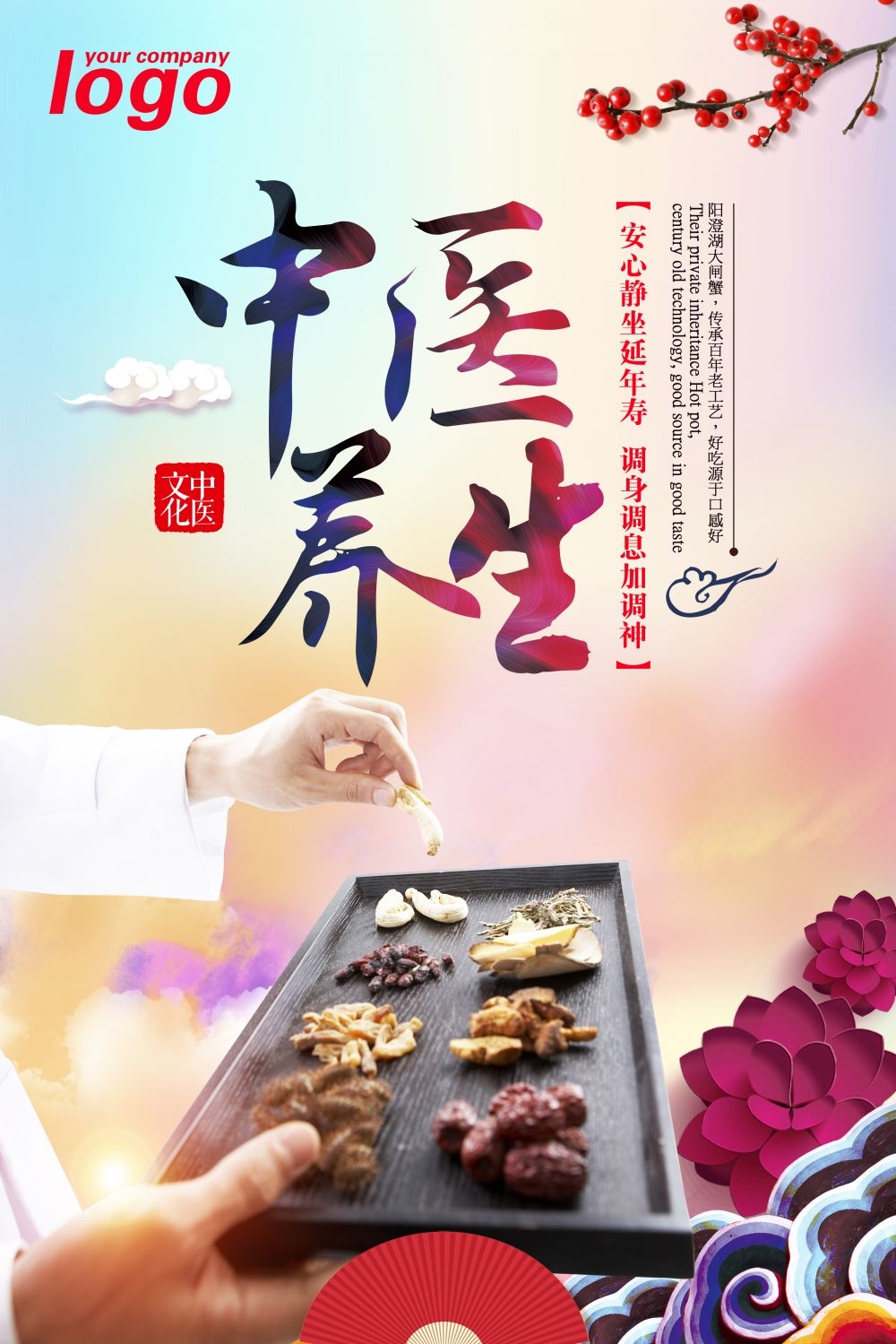 中药养生保健针灸理疗医院药房中医文化宣传挂画海报展板素材