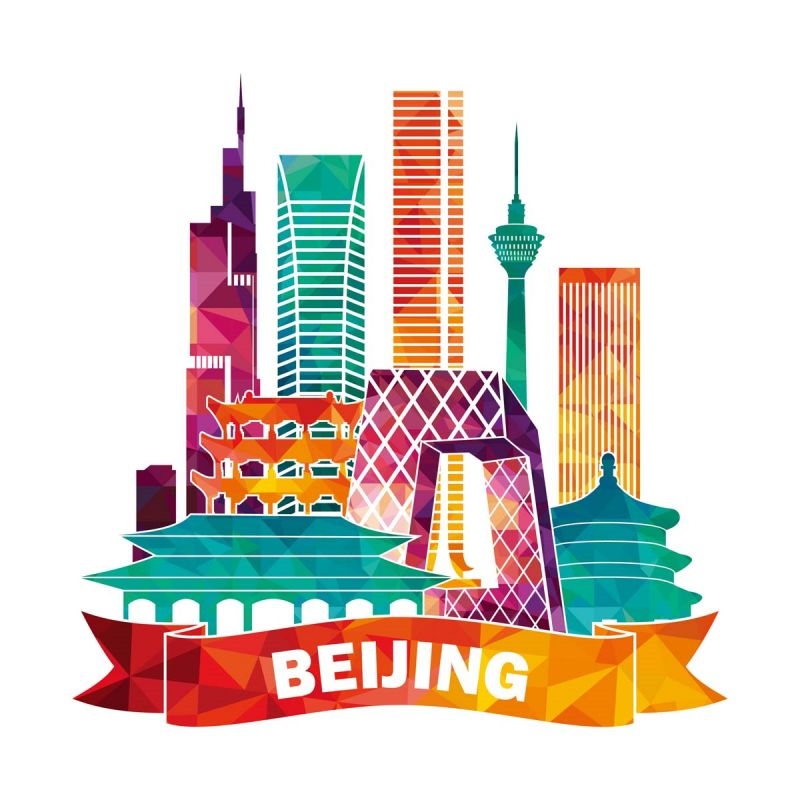 北京城市建筑剪影插画线稿平面海报素材