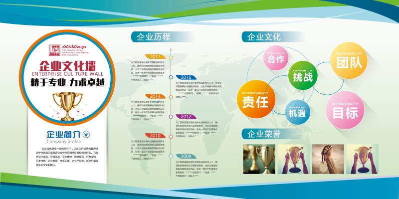 企业文化形象墙模板公司历程创意宣传栏喷绘设计PSD展板素材24