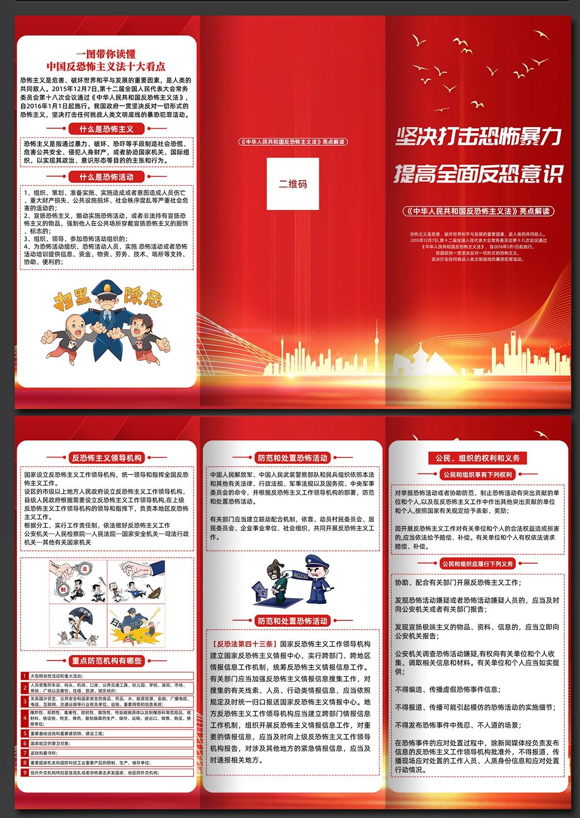 一图读懂反恐怖主义法宣传展板海报图片PSD设计素材4