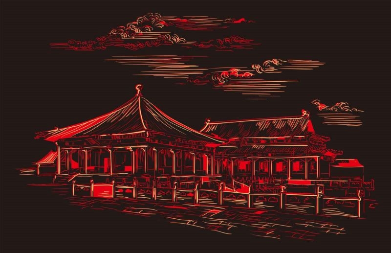 北京城市建筑剪影插画线稿平面海报素材 (86)