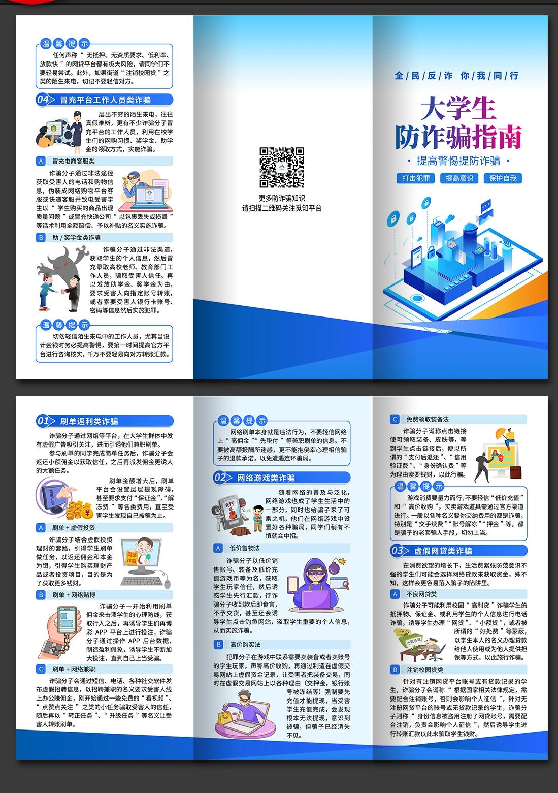 打击预防电信诈骗展板防范网络诈骗PSD三折页6