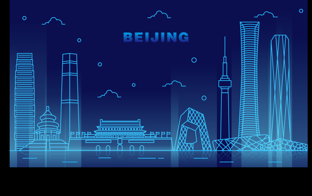 北京城市建筑剪影插画线稿平面海报素材2