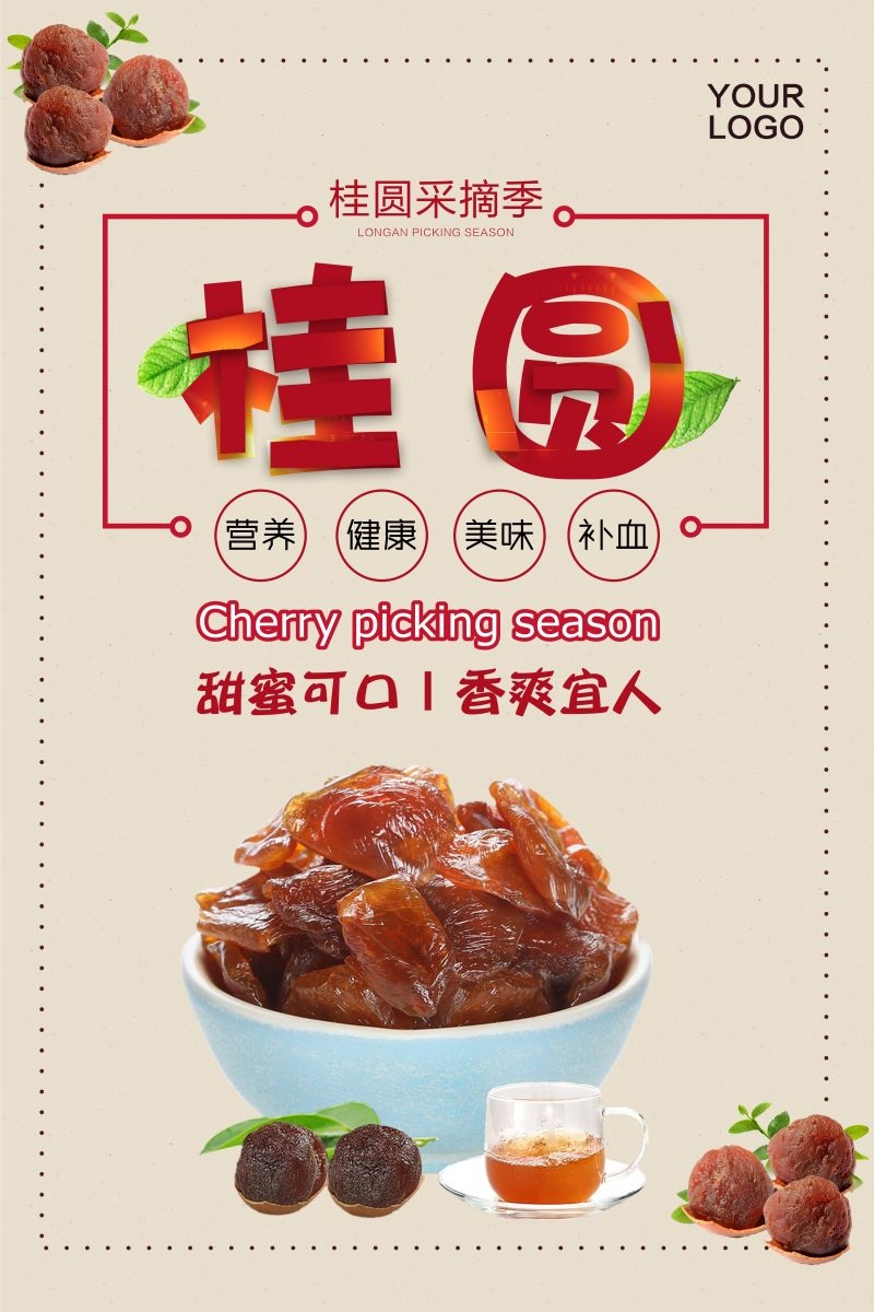 桂圆龙眼水果促销宣传单广告设计素材