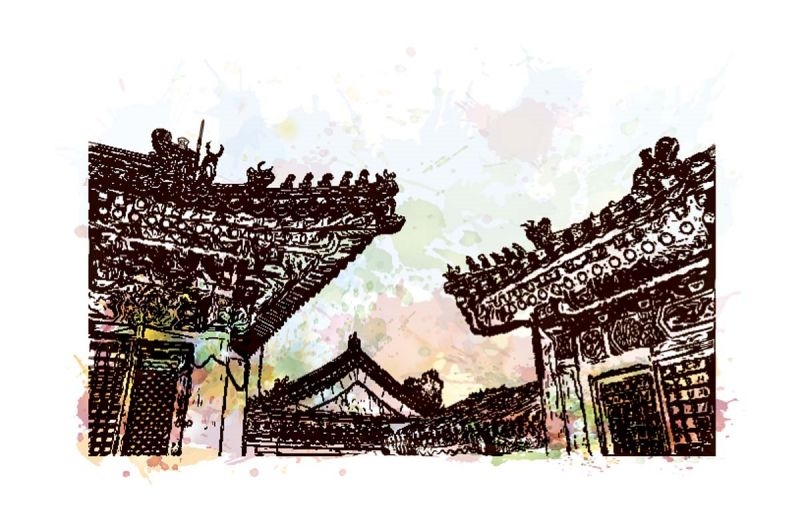 北京城市建筑剪影插画线稿平面海报素材 (56)