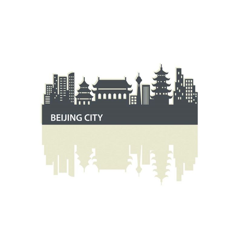 北京城市建筑剪影插画线稿平面海报素材