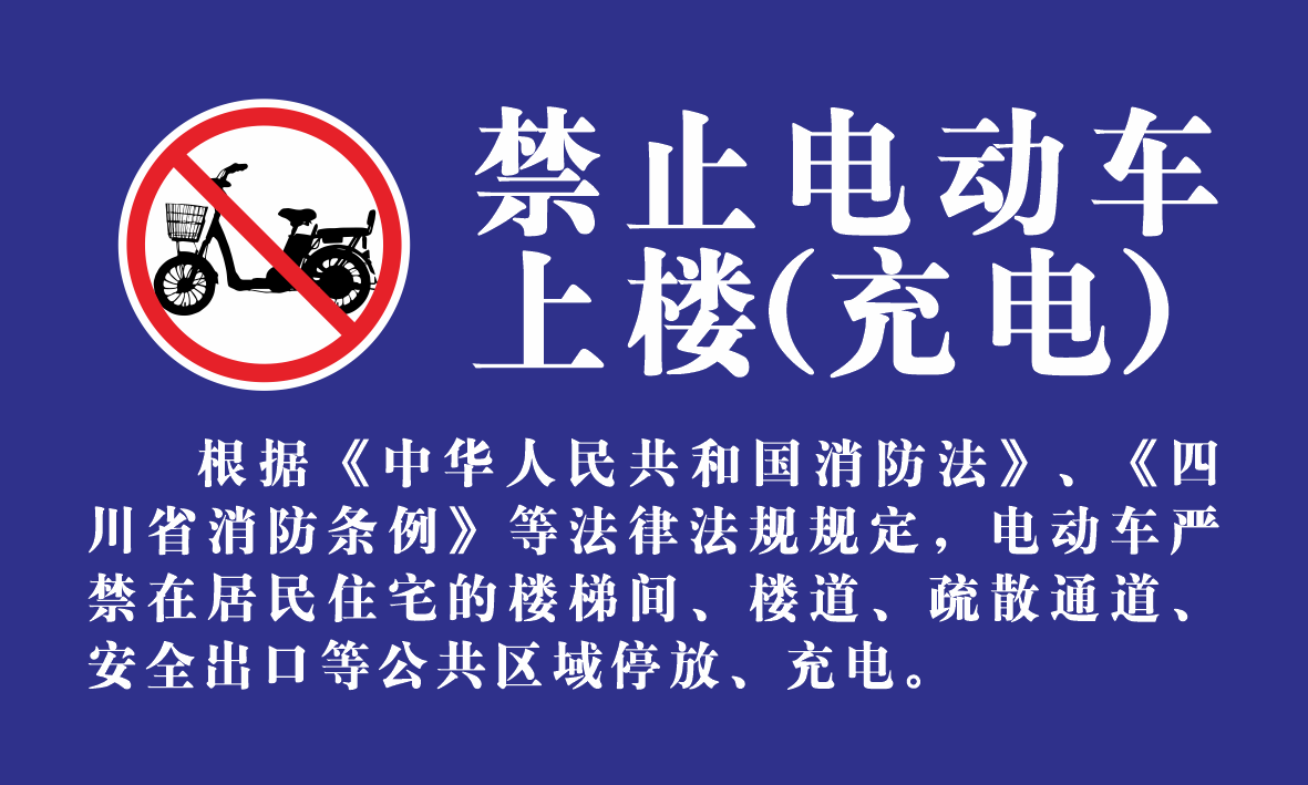 电梯小区电动车安全充电停放警示禁止标识牌17