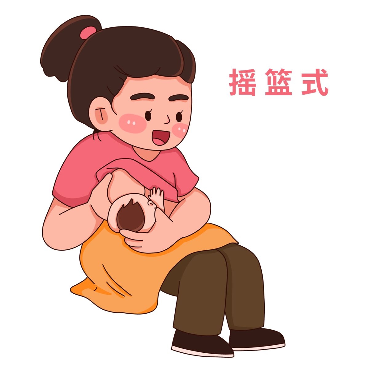 母亲哺乳婴儿喂养插画34