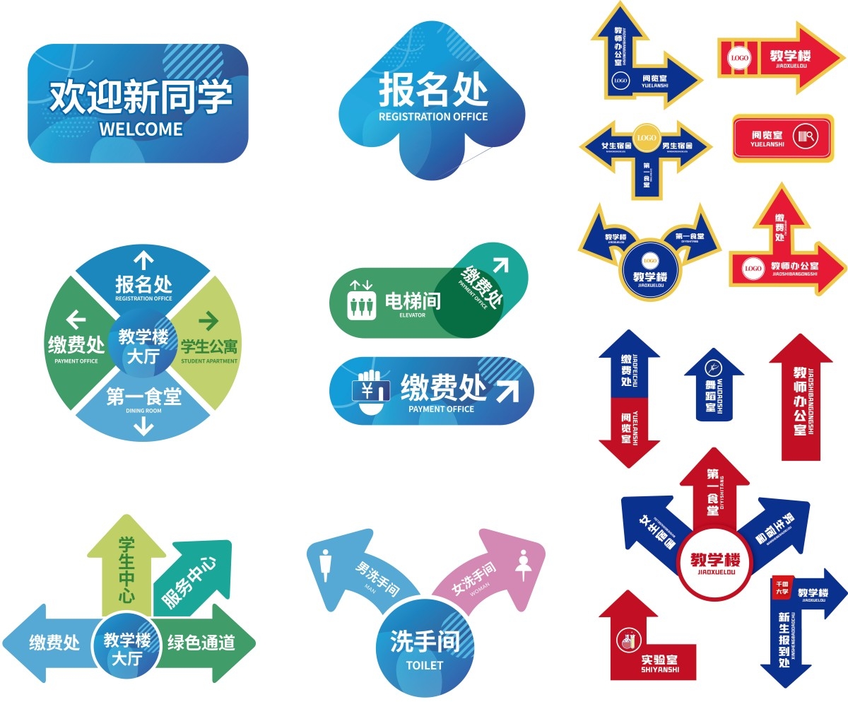 新学期开学多巴胺迎新路牌立牌指示牌指路牌7