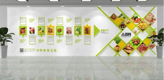 学校校园中华食堂文化五谷食堂标语文化墙