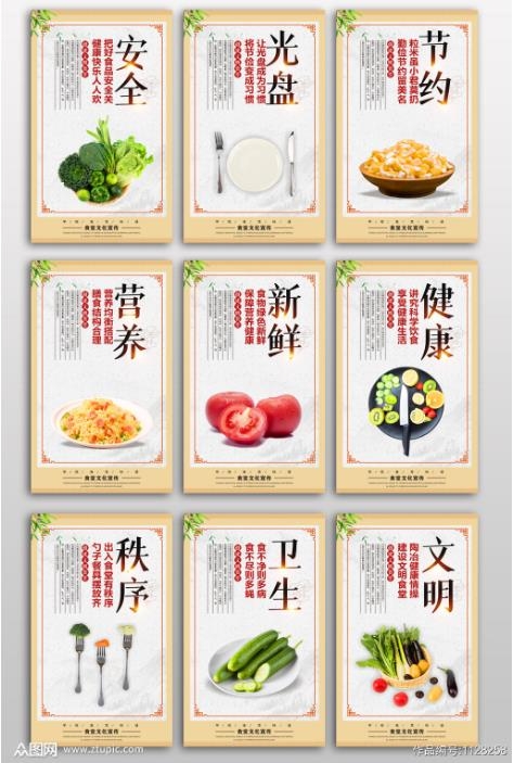 学校校园食堂卫生文明安全标语文化墙挂画套图