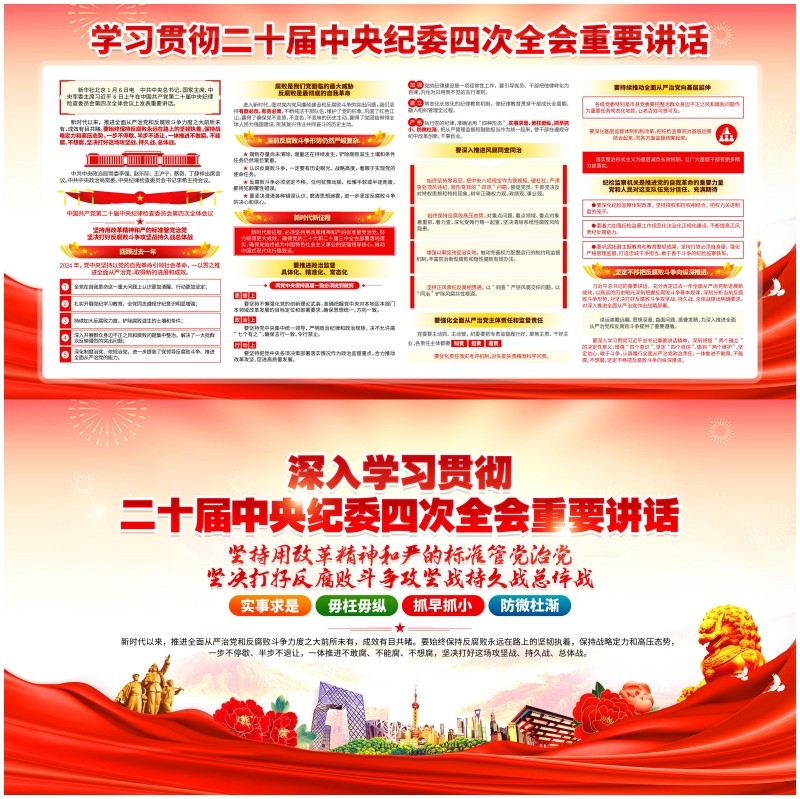 深入学习贯彻二十届中央纪委四次全会重要讲话二十届四中全会展板