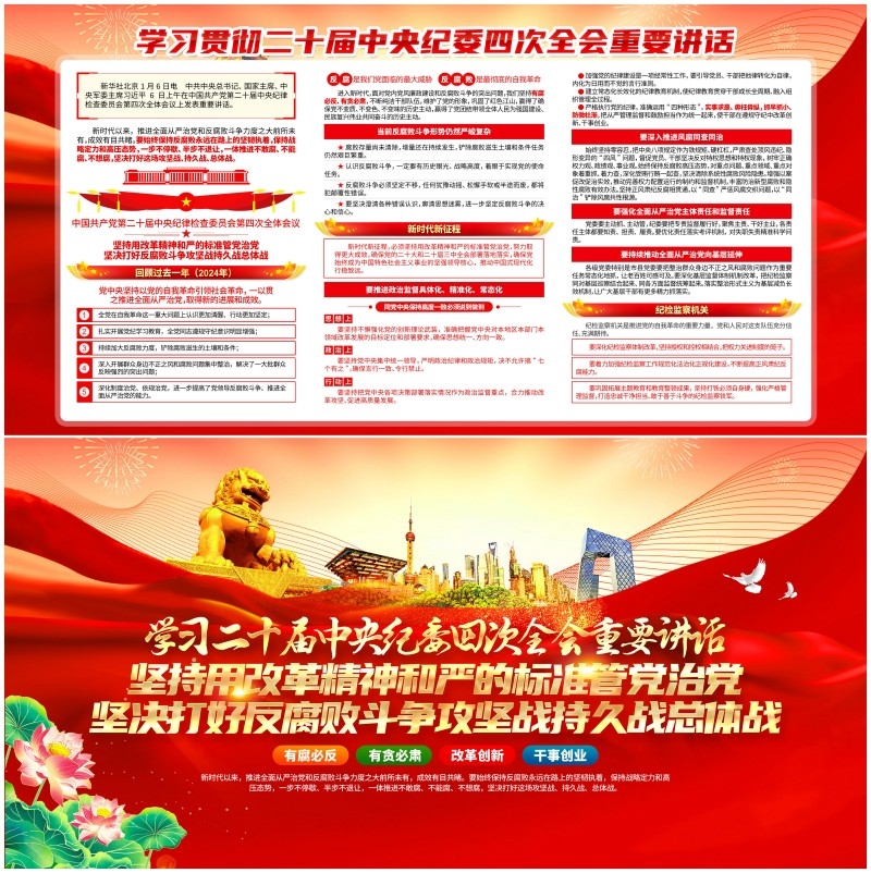 学习贯彻二十届中央纪委四次全会重要讲话二十届四中全会宣传栏展板2