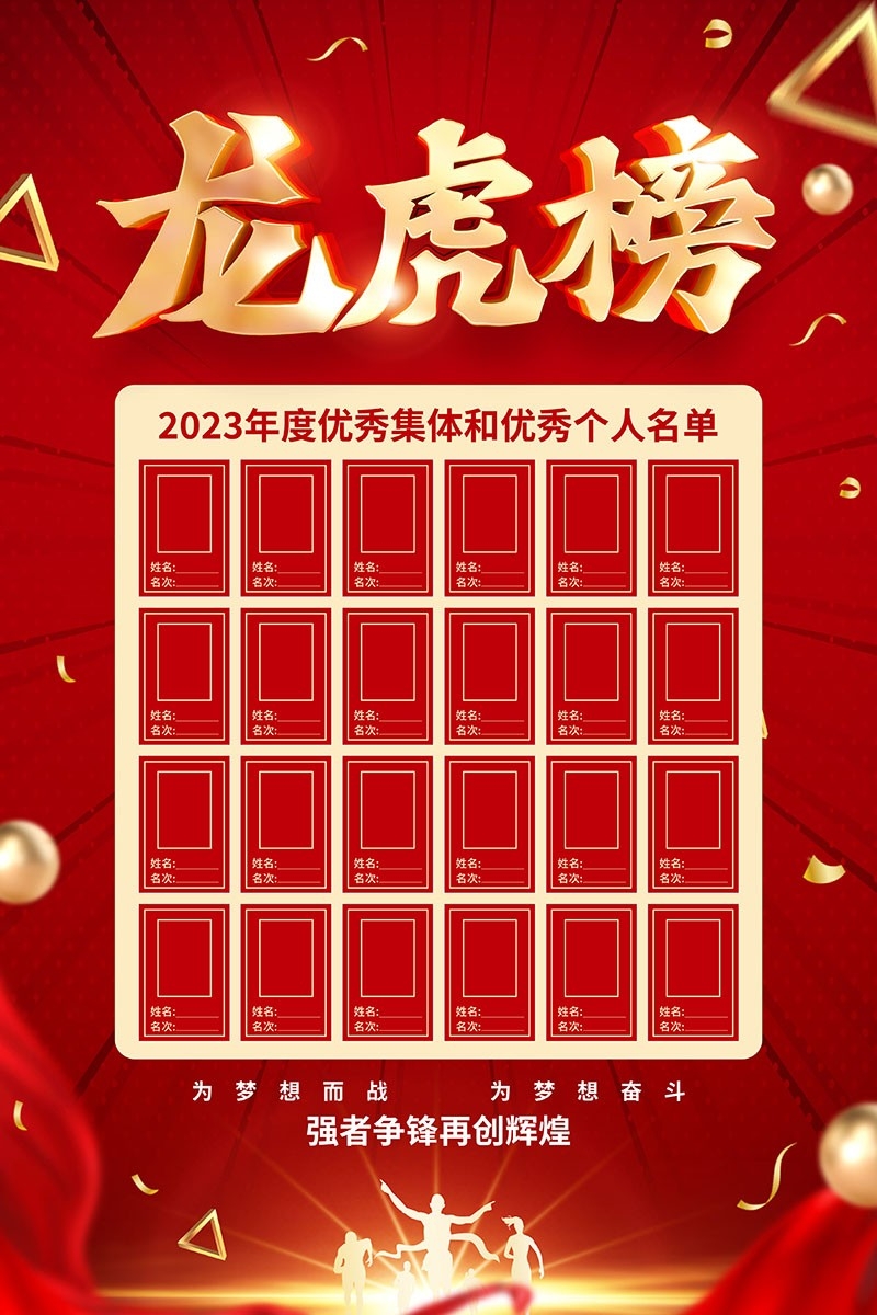 红色大气公司销售业绩光荣榜背景墙展板海报 (3)
