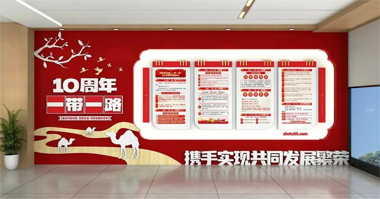 简约高质量共建一带一路10周年党建文化墙