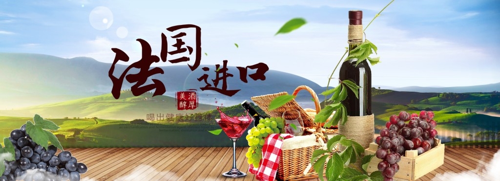 法国进口葡萄酒宣传展板海报
