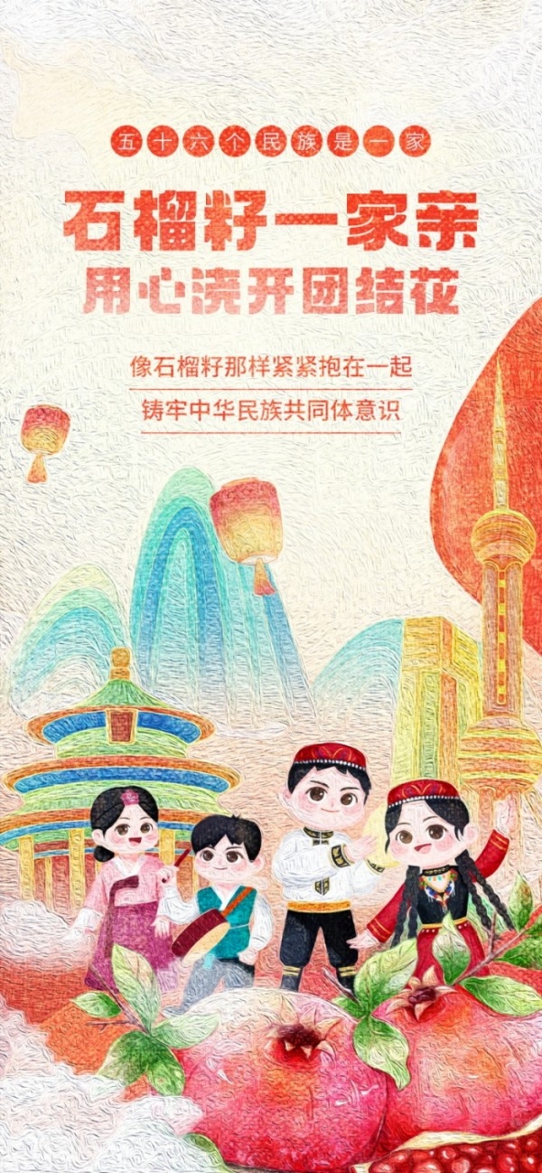 国潮民族团结石榴籽宣传海报易拉宝素材 (17)