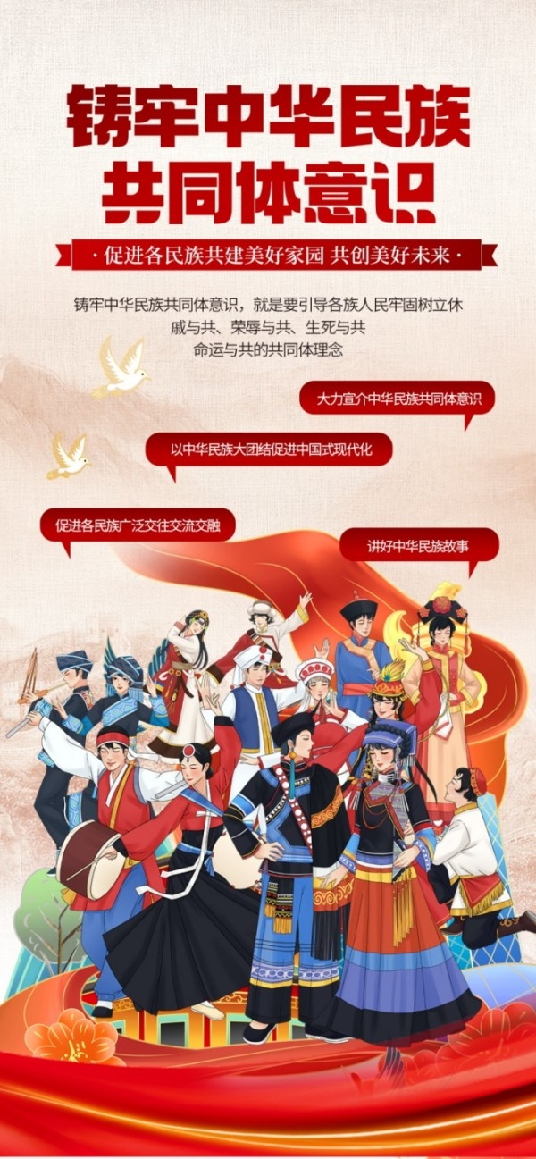 国潮民族团结石榴籽宣传海报易拉宝素材 (9)