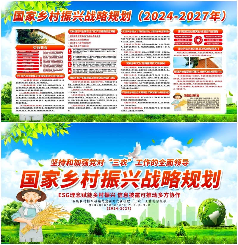 2024年-2027年国家乡村振兴战略规划绿色展板