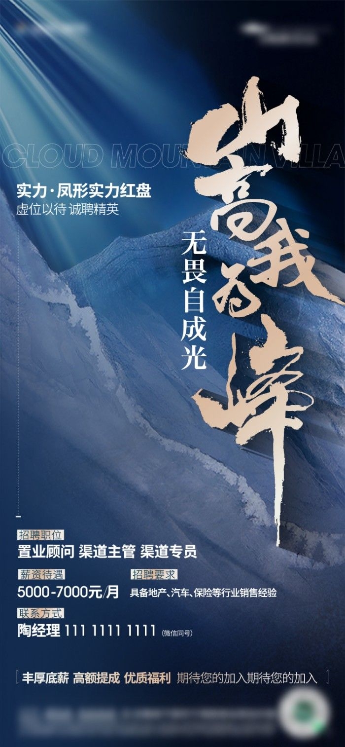 房地产置业顾问蓝色精品招聘海报