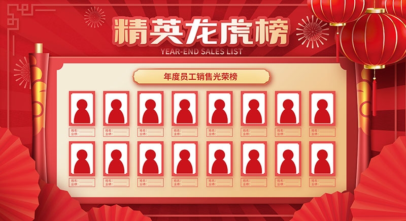 红色大气公司销售业绩光荣榜背景墙展板 (20)