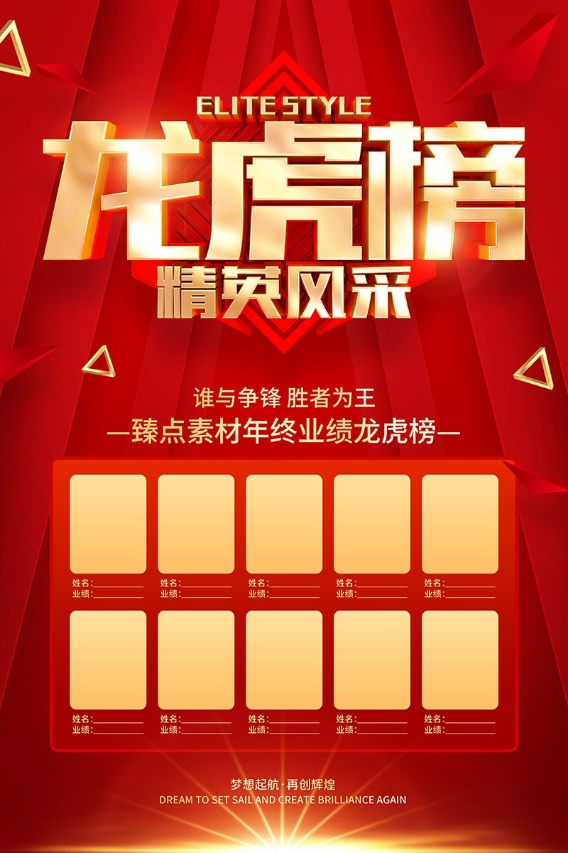 红色大气公司销售业绩光荣榜背景墙展板海报 (2)