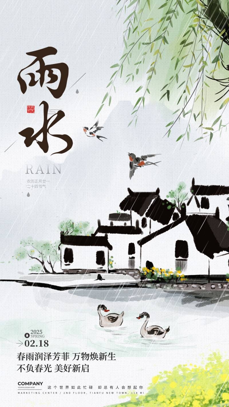 雨水节气海报 (10)