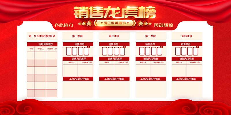 红色大气公司销售业绩光荣榜背景墙展板 (29)